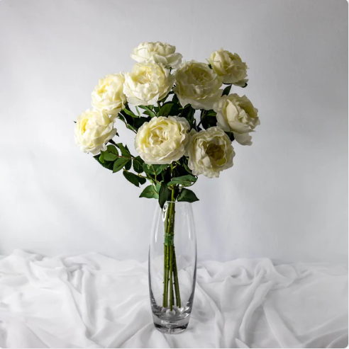 Bridal White David Austin Real Touch Half Bloom Rose - Realistic Artificial Flowers - Image 2