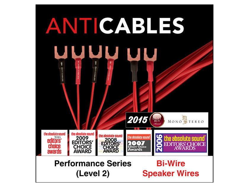 ANTICABLES Level 2 "Performance Series" 12 foot Bi-Wire Biwire set