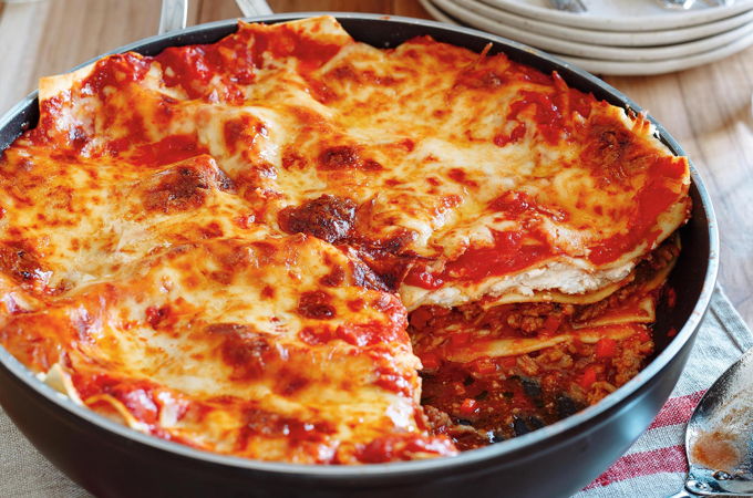 Lasagne tout-en-un dans une poêle