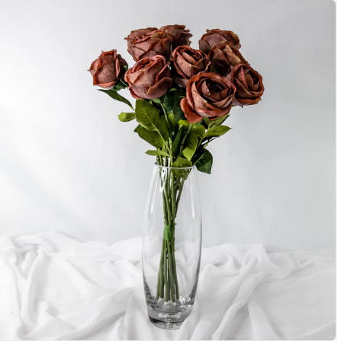 Coffee David Austin Real Touch Open Bud Rose - Realistic Artificial Flowers - Image 2