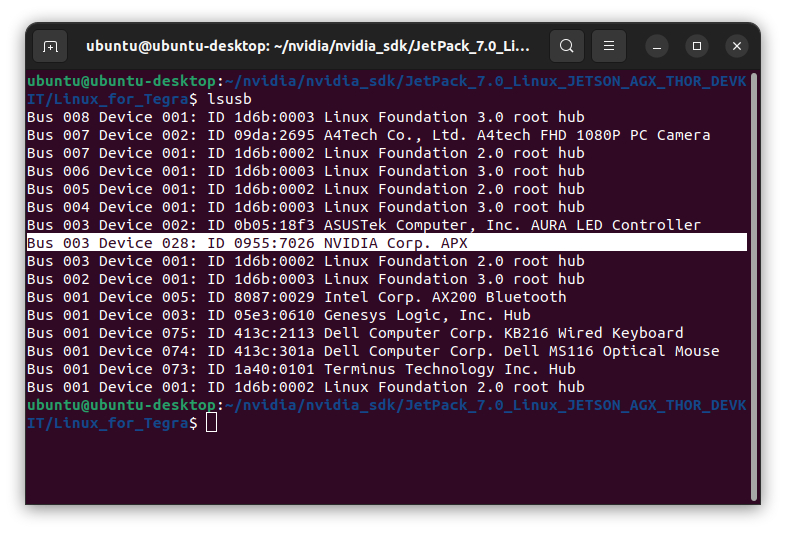 lsusb command's result