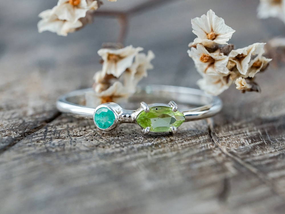 Emerald and Peridot Ring