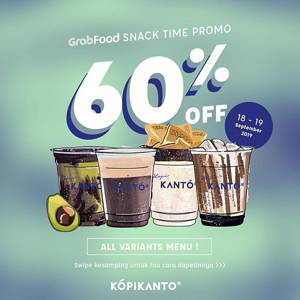 KOPI KANTO: Promo GRABFOOD SNACK TIME PROMO – Diskon hingga 60% ALL Menu! sampai 09/19/2019