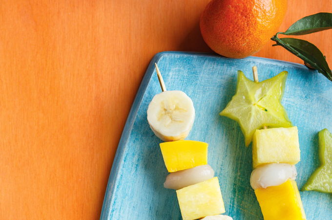 Brochette de fruits exotiques