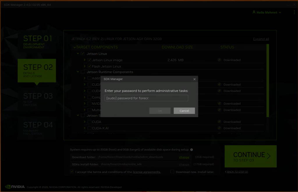 SDK Manager step-2 password