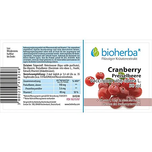 Cranberry Preiselbeere Tropfen, Tinktur 50 ml