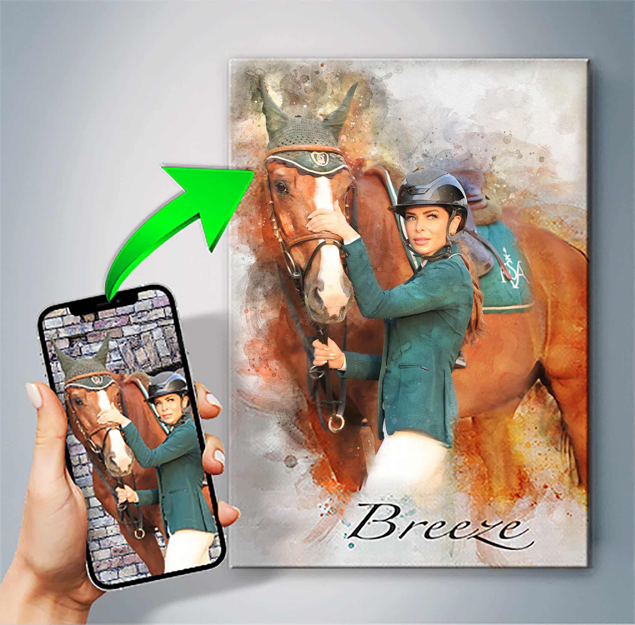 Horse Portrait - Unique Gift Ideas for Horse Lovers and Equestrian Enthusiasts- FromPicToArt