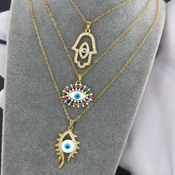 Razoa Jewels Boutique - 18K gold plated Stainless steel evil eye necklace - Image 3