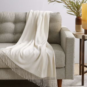 Mongolian Cashmere Throw - Ivory