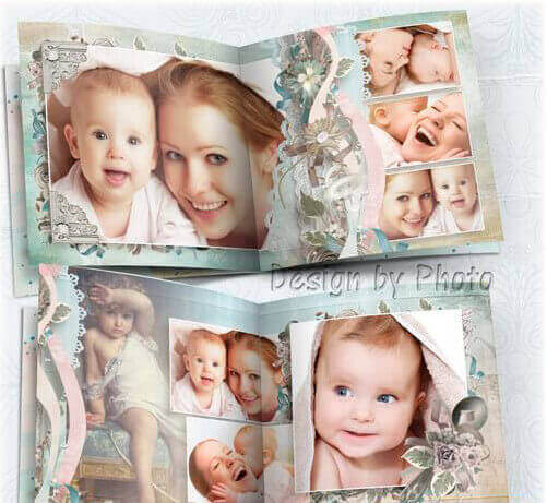 Детская фотокнига для Фотошоп в стиле винтаж