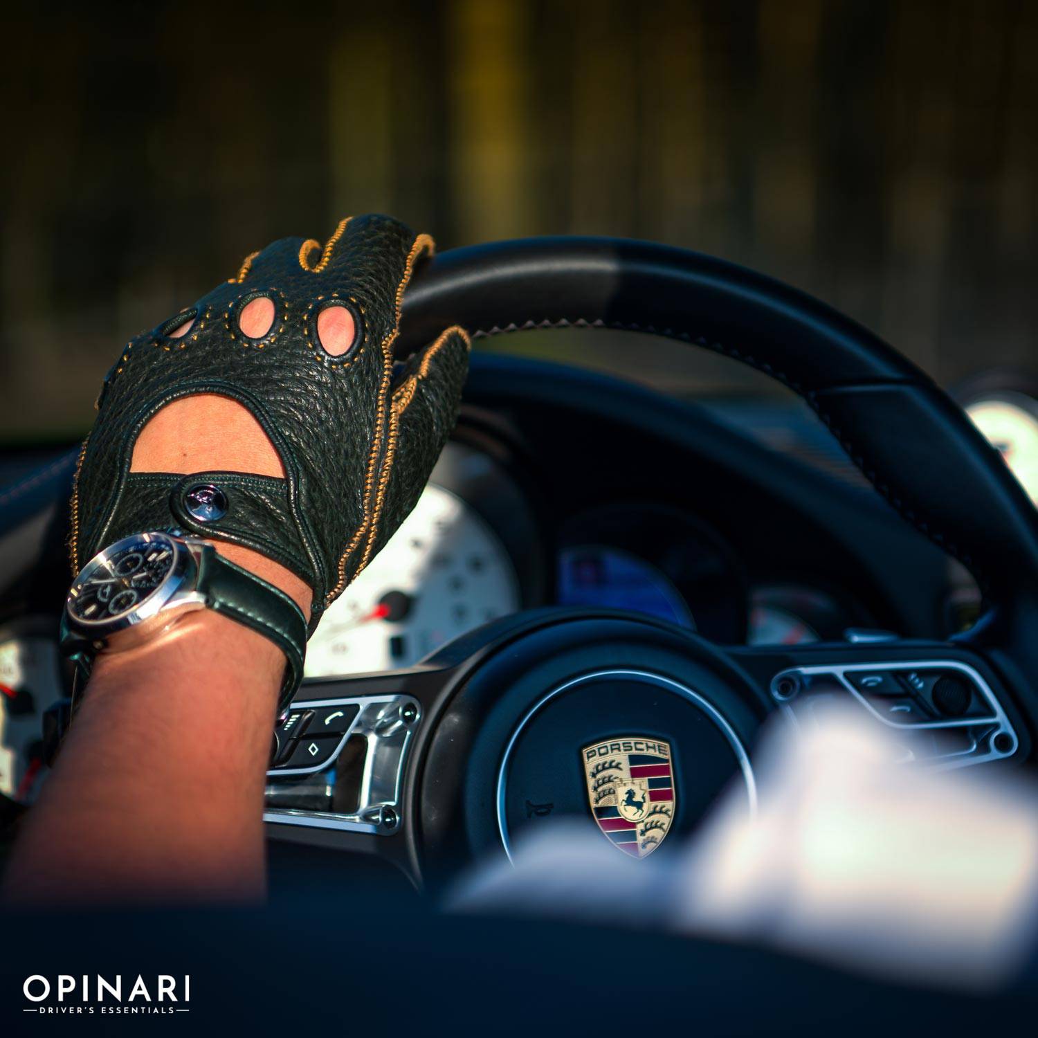 green Porsche Driving Gloves
