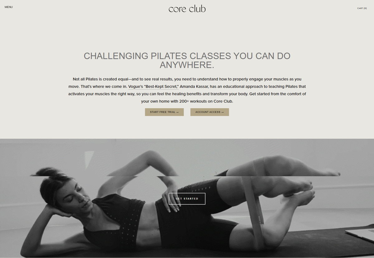 Screenshot of Pilates By Amanda, from the pilates websites collection.