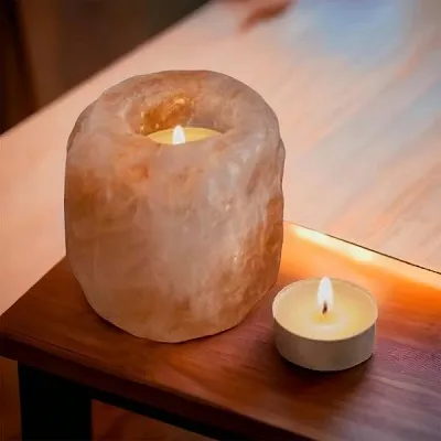 Himalayan Salt Rustic Tealight Candle Holder - Pack of Eight Soy Tealight Candles