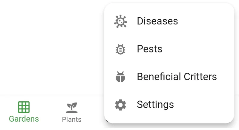 Screenshot of the Settings menu option
