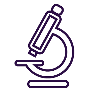 microscope to showcase purple clinically tested icon