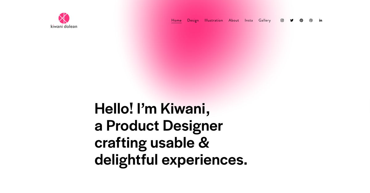 Screenshot of Kiwani Dolean, from the ux portfolios collection.