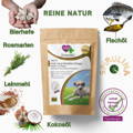 VierBeinerGlück Gassi Schutz Drops zum Zeckenschutz enthalten Kokosöl, Zistrosenkraut, Lavendel, Rosmarin, Schwarzkümmelöl, einen Kräutermix und weitere Wirkstoffe. Die Drops sind hypoallergen und sehr gut verträglich auch für empfindliche Hunde.