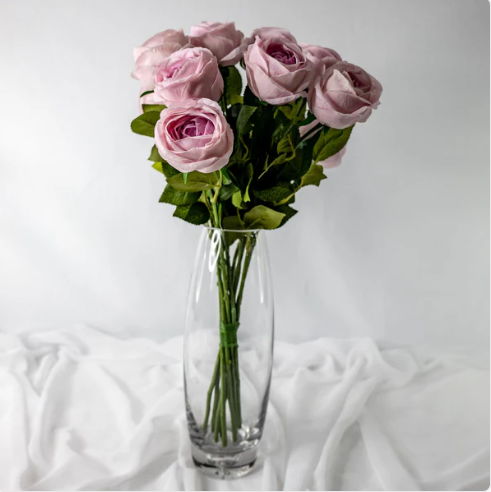 Vintage Lilac David Austin Real Touch Rose Open Bud - Realistic Artificial Flowers - Image 2