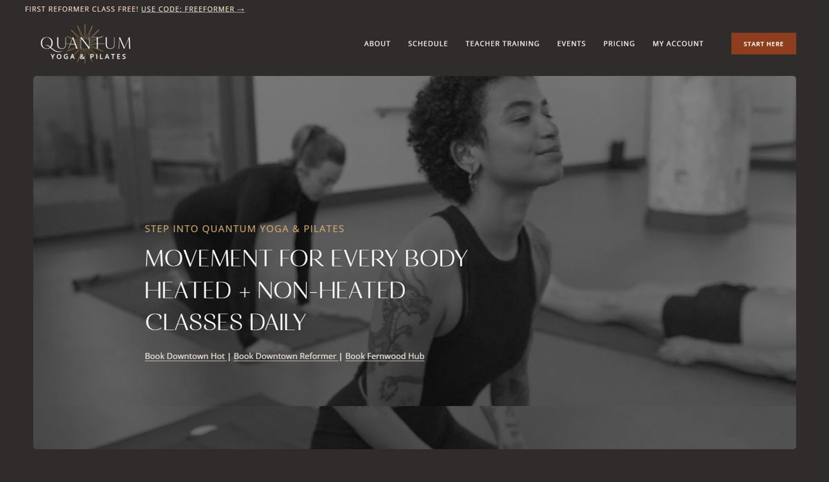 Screenshot of Quantum Yoga, from the pilates websites collection.