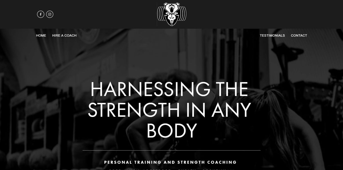 Screenshot of BearWolf, from the personal trainer websites collection.