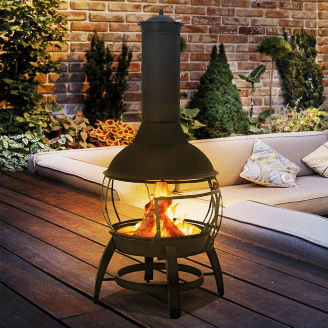 Modern Wood Burning Outdoor Chiminea Fireplace For Sale