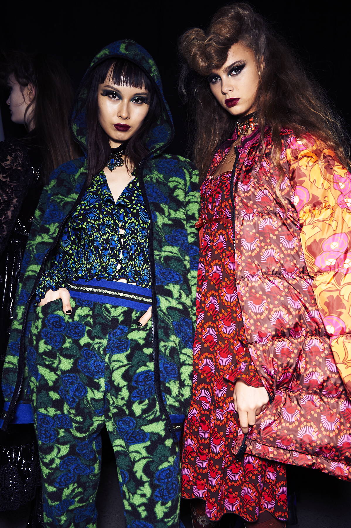 Models posing Behind the Scenes at the Anna Sui FW19 Fashion Show