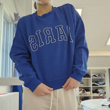 Dark Blue "PARIS" print sweater