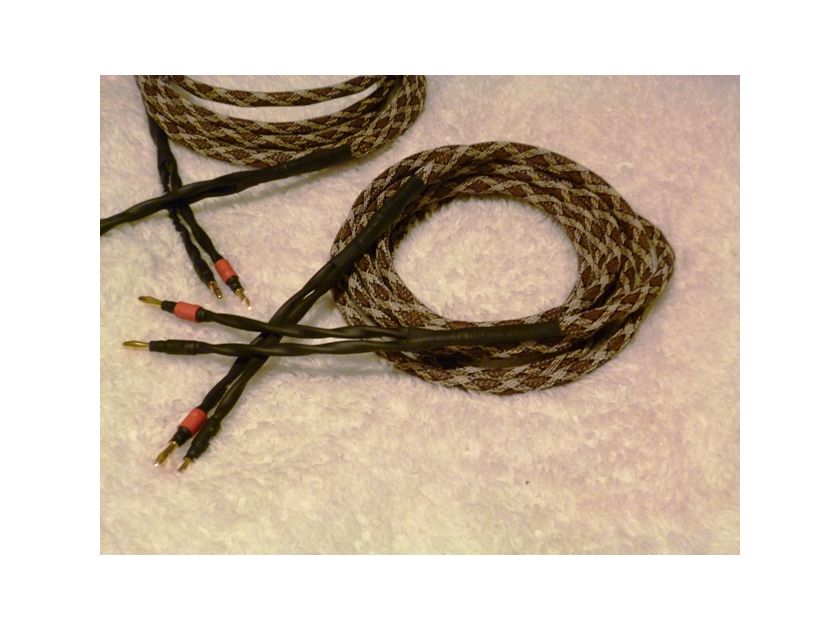 Schmitt Custom Audio 12ft 4x14 Gauge  Braided Rattlesnake Speaker Cables One Pair