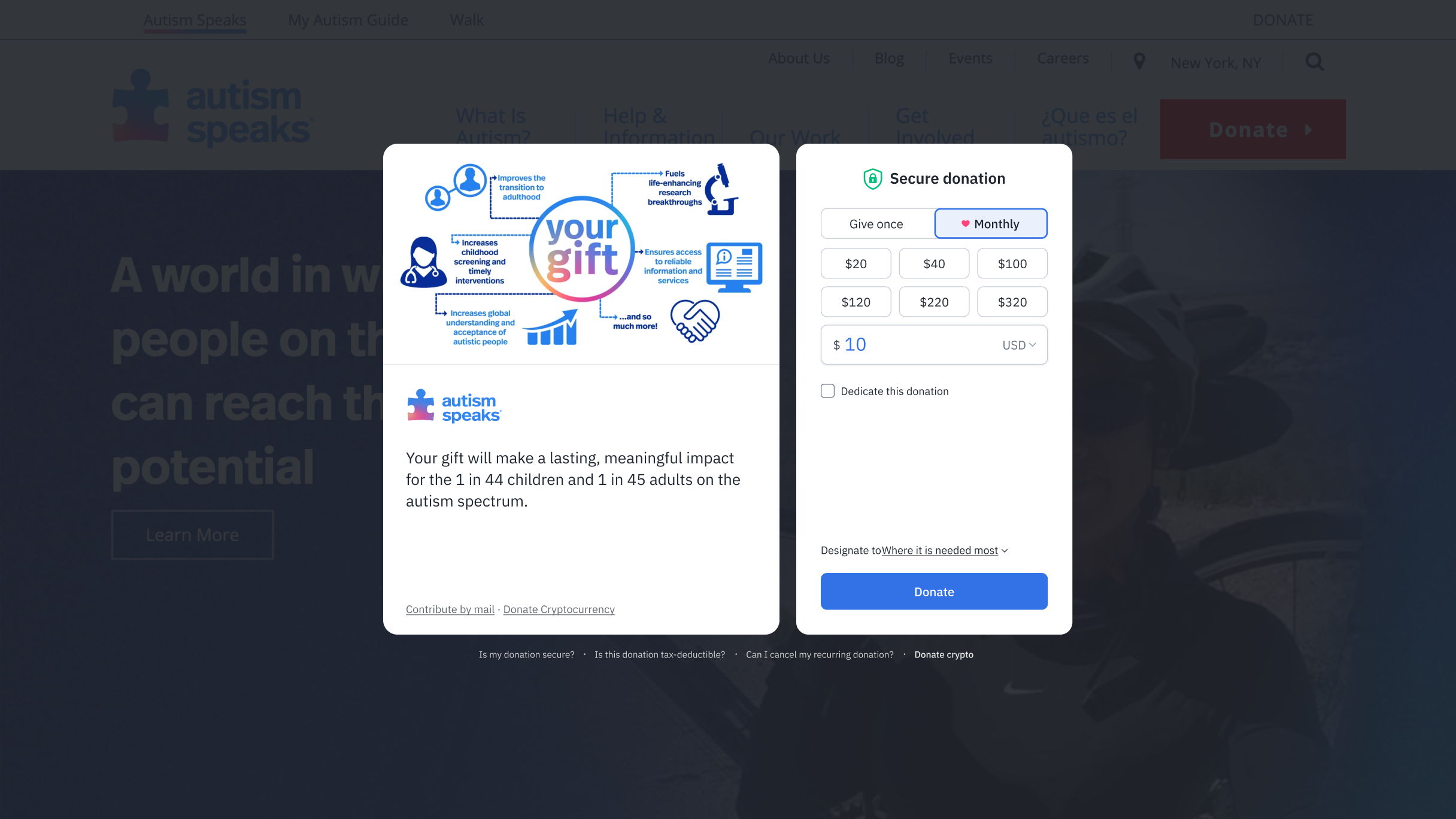 Autism Speaks Checkout Form