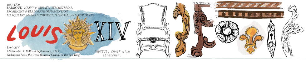 illustrated banner of Louis XIII furniture elements