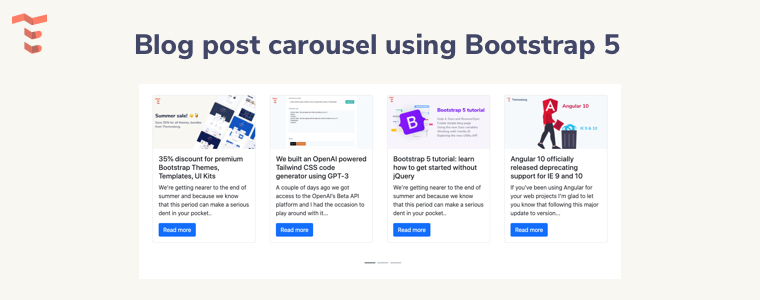 Pricing page example #436: How to create a blog post carousel using Bootstrap 5