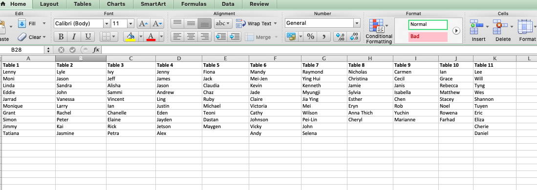 How to import your guest names into a seating chart template | The Hello Bureau