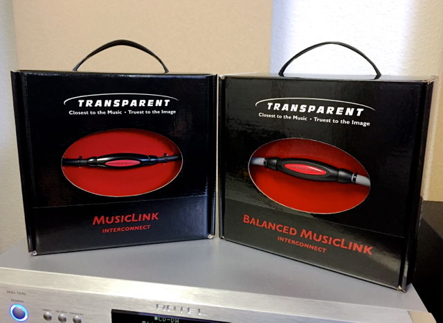 Our Transparent Audio MusicLink 1.5 meter interconnect is shown on the left.