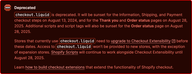 Shopify checkout.liquid deprecation