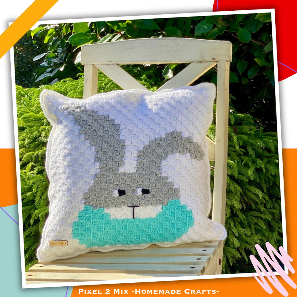 Ricky - The Bunny Pillow Cover - Corner to Corner C2C Crochet