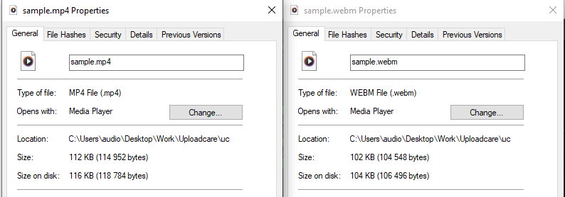 Sizes of video files produced by Uploadcare when converting from GIF