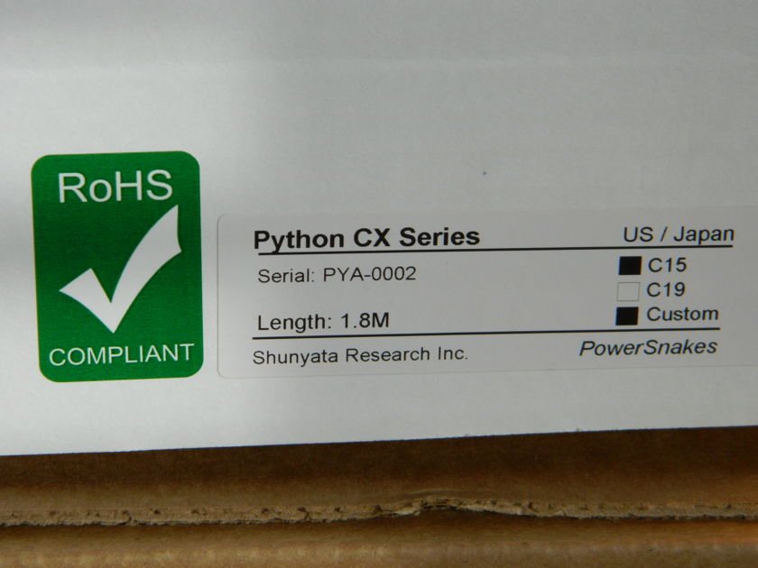 SHUNYATA RESEARCH PYTHON CX POWER CORD - 1.8M 15A