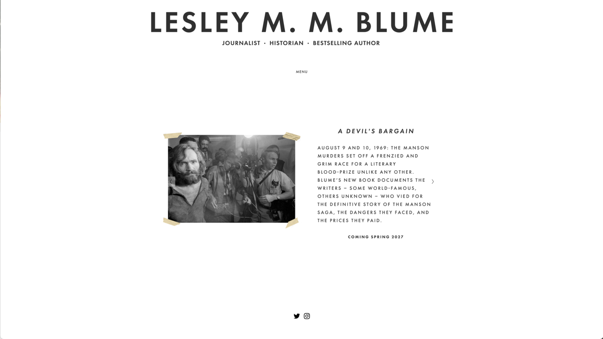 Screenshot of Lesley M. M. Blume , from the author websites collection.