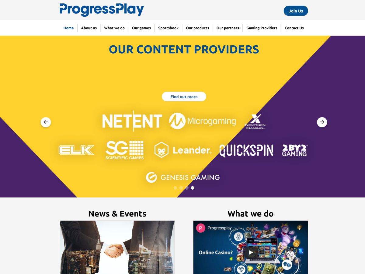 Screenshot of ProgressPlay, from the wix websites collection.