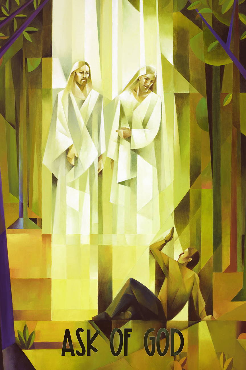 Vertical poster of modern painting of the First Vision.