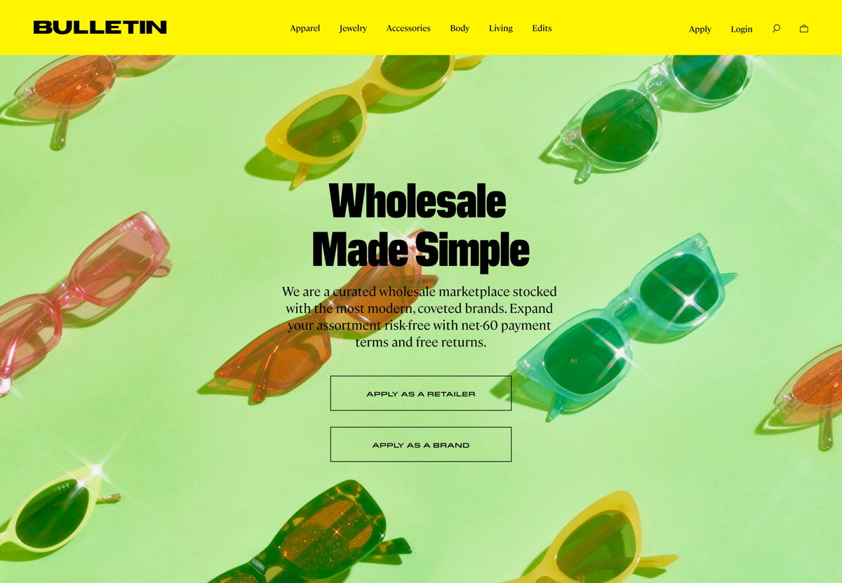Screenshot of Bulletin, from the beauty websites collection.