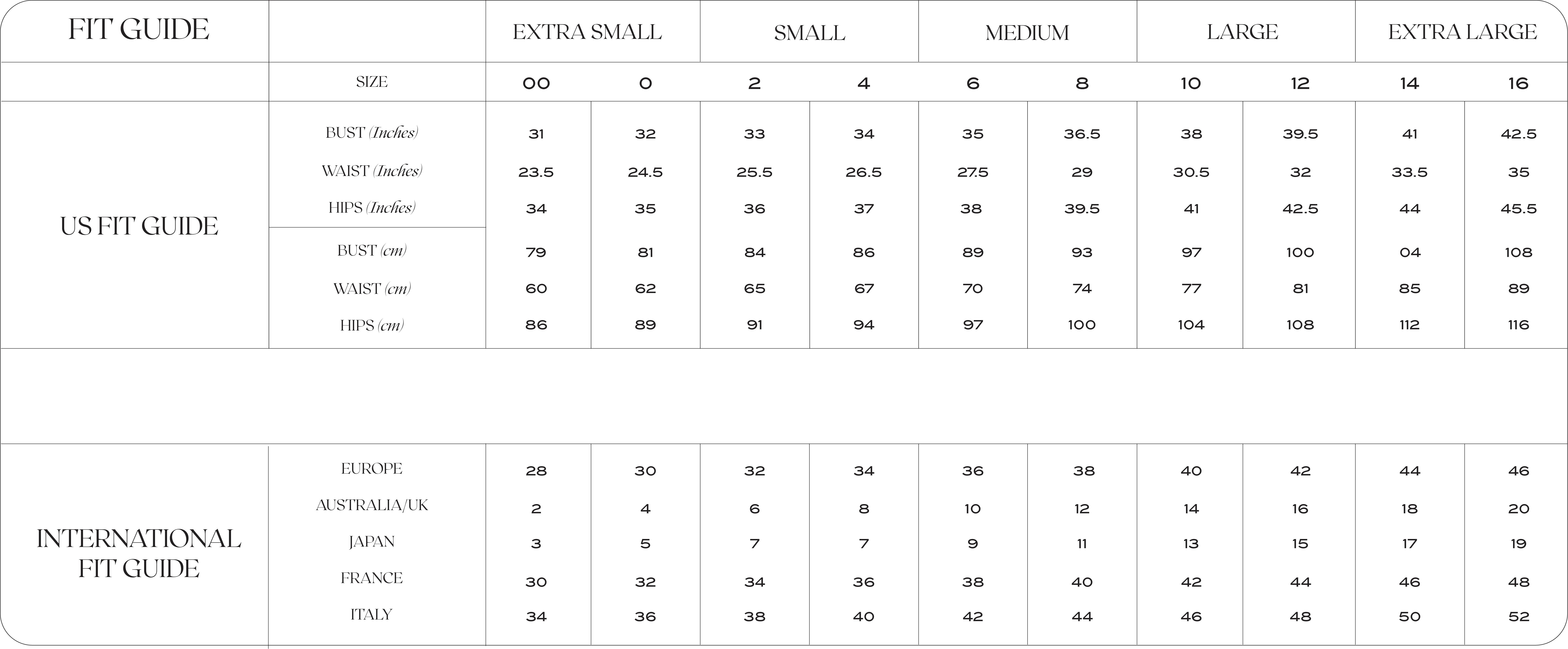 Size Guide – Bailey Renée