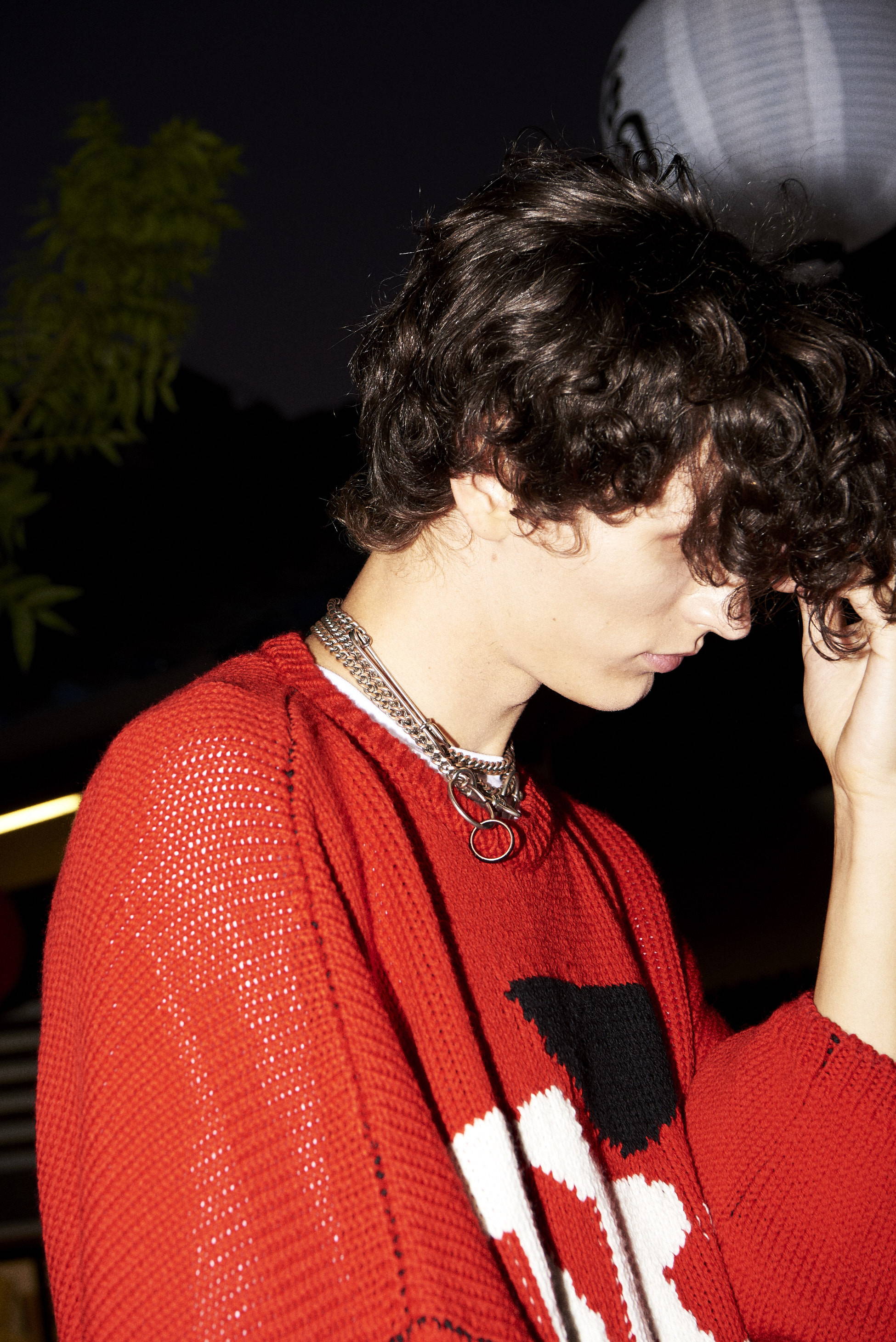 raf simons-hlorenzo fw17 red 'ny' sweater