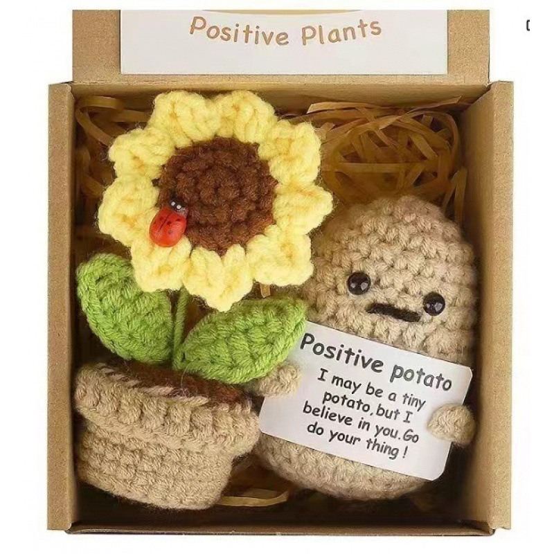 Positive Energy Potato Mini Handmade Plush Knitted Doll With Card - Image 2