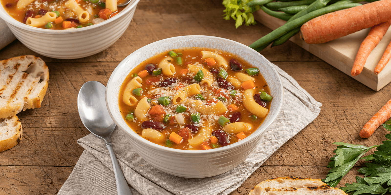 Minestrone Soup With ZENB Elbows Pasta.