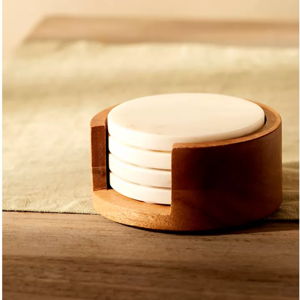Marble Coasters + Wood Holder