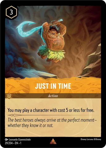 Just in Time card from Disney's Lorcana: The First Chapter.