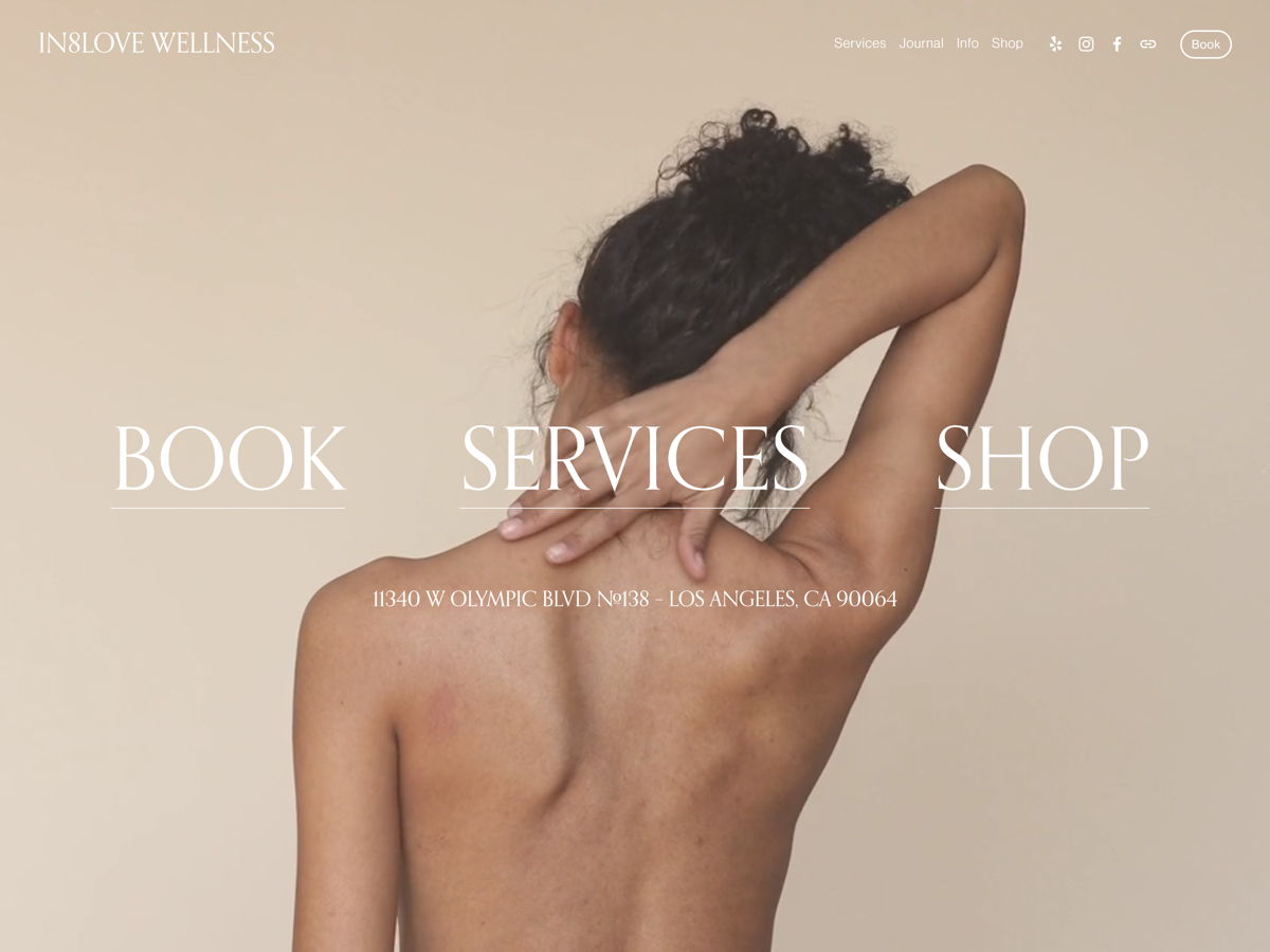 Screenshot of In8love Wellness, from the squarespace therapist websites collection.