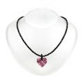 Pink lace heart  on blacked beaded necklace - Lily Gardner London