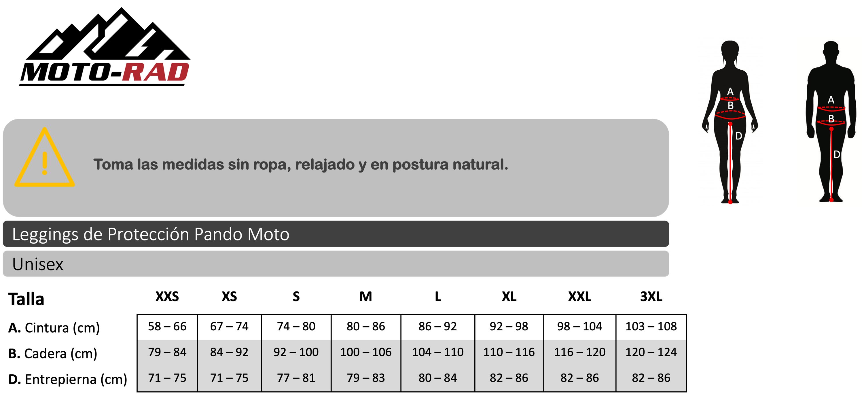 Guia de Tallas Pantalones Textiles Pando Moto